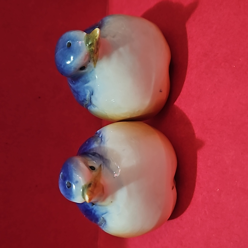 Vintage Lego Bone China Blue Birds Salt and Pepper Shakers